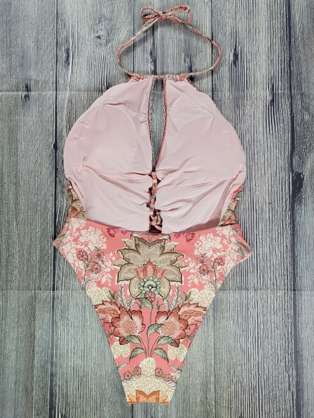 Cosita Linda NWT Abloom High Neck Vutour Lace Up Reversible One Piece Swimsuit - Picture 8 of 13